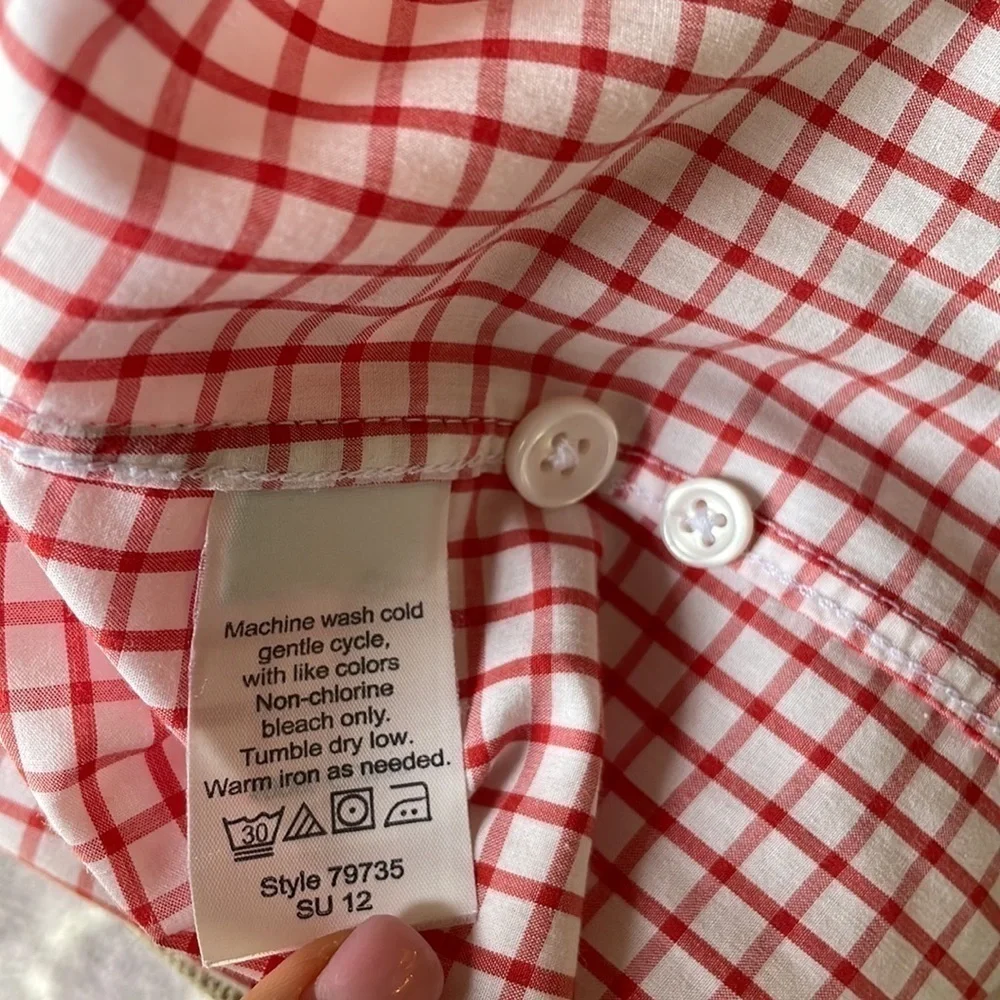 J. Crew Light Weight Shirt 100% Cotton Red Checked M